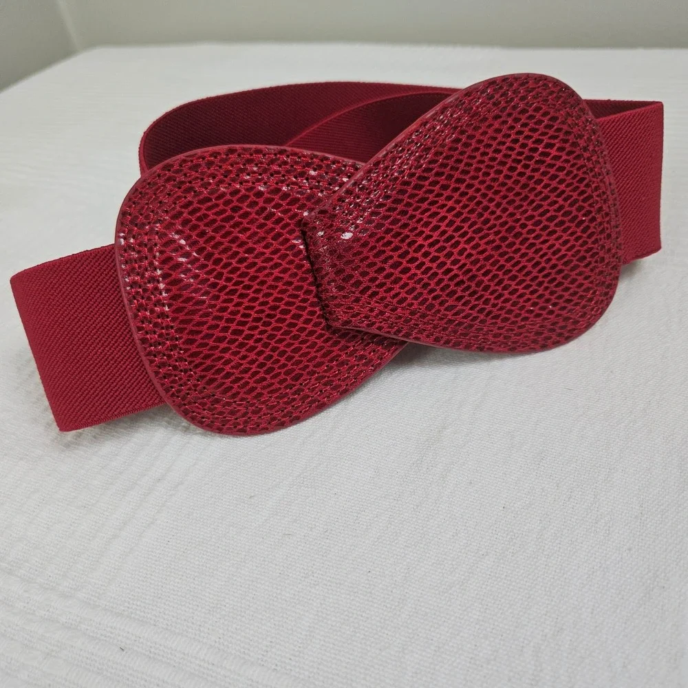 Stretch Waist Interlock Belt OS‎ Dark Red 80s Inspired